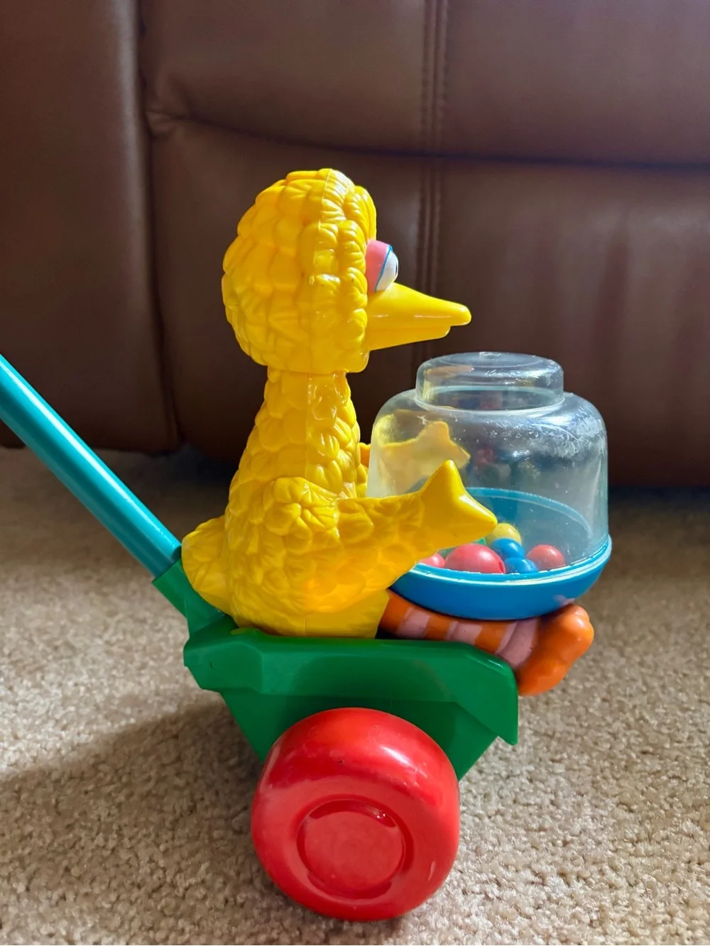 Vintage Sesame Street Big Bird Popper Push Toy.